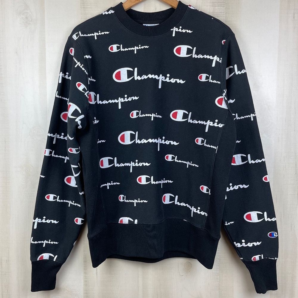 Champion Reverse Weave Men’s All Over Script Blac… - image 1